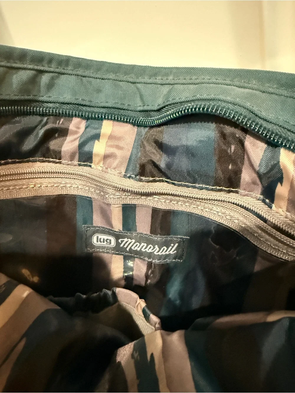 Lug Monorail Peacock Blue-Green Quilted Crossbody